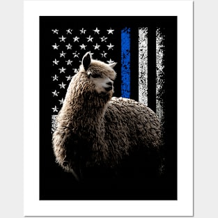 Llama American Flag Tee for Admirers of Andean Elegance Posters and Art